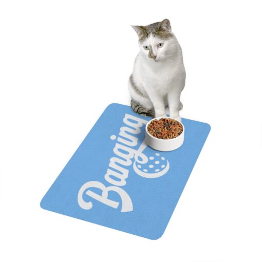Banging Blue Food Mat with Cat